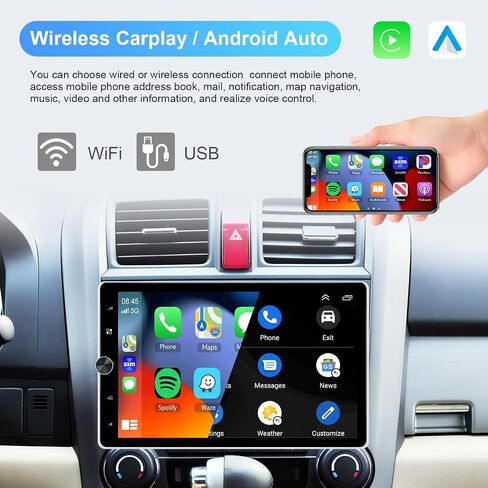 Podofo 10.4 Inch Android 13 Single Din Car Stereo with Wireless Carplay Android Auto 2G+64G, Touch Screen Car Radio GPS Navigation Bluetooth WiFi FM/RDS Radio USB/TF/AUX Backup Camera in Saudi Arabia