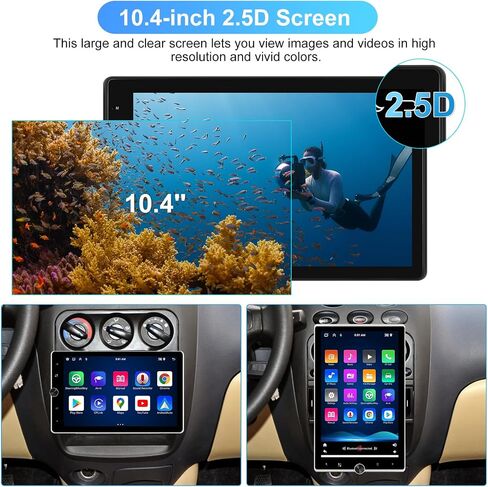 Podofo 10.4 Inch Android 13 Single Din Car Stereo with Wireless Carplay Android Auto 2G+64G, Touch Screen Car Radio GPS Navigation Bluetooth WiFi FM/RDS Radio USB/TF/AUX Backup Camera in Saudi Arabia