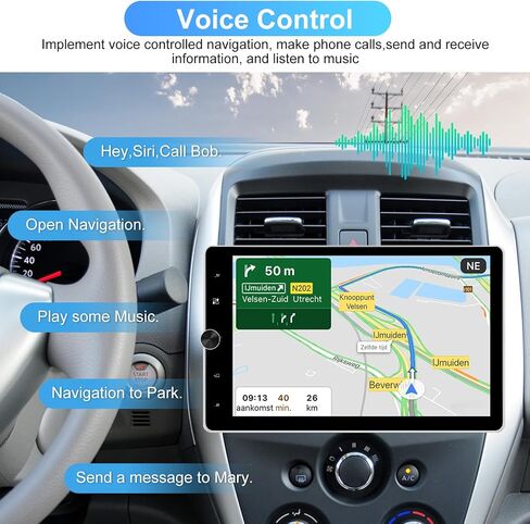 Podofo 10.4 Inch Android 13 Single Din Car Stereo with Wireless Carplay Android Auto 2G+64G, Touch Screen Car Radio GPS Navigation Bluetooth WiFi FM/RDS Radio USB/TF/AUX Backup Camera in Saudi Arabia