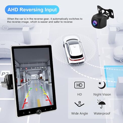 Podofo 10.4 Inch Android 13 Single Din Car Stereo with Wireless Carplay Android Auto 2G+64G, Touch Screen Car Radio GPS Navigation Bluetooth WiFi FM/RDS Radio USB/TF/AUX Backup Camera in Saudi Arabia