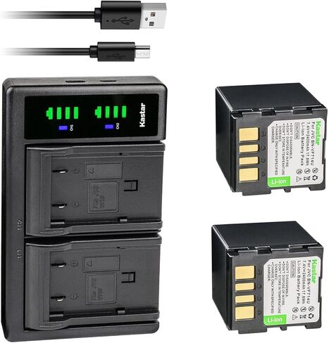 بطارية Kastar مكونة من قطعتين وشاحن USB LTD2 بديل لـ JVC GZ-MG26EY GZ-MG26EZ GZ-MG26U GZ-MG27 GZ-MG27AA GZ-MG27AH GZ-MG27E GZ-MG27EK GZ-MG27EX GZ-MG27EZ GZ-MG27U GZ-MG27US GZ- إم جي 30 in Saudi Arabia