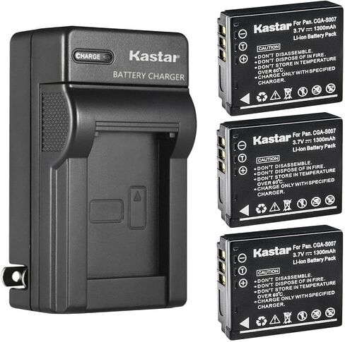 Kastar 3-Pack Battery and AC Wall Charger Replacement for Panasonic CGA-S007 CGA-S007A CGA-S007A/1B CGA-S007E, CGR-S007, DMW-BCD10 Battery, Panasonic DE-A26, DE-A45, DE-A45BC, DE-A46 Charger in Saudi Arabia