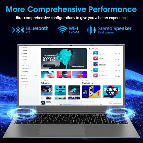 SGIN 17.3 Inch Laptop, with IPS Full HD Display 8GB RAM 256GB SSD Notebook, Celeron Quad-core Processor, Dual-Brand Wi-Fi, Expandable Storage 512GB TF (Gray), Mini HDMI, Webcam in Kuwait