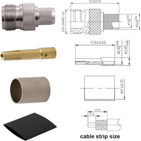 N Female Crimp Connector for LMR400 Belden 9913 RG8 Cable 50 Ohm (N Female Crimp lmr400 Pack 10) in Kuwait
