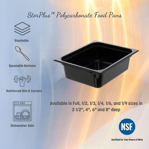 منتجات Carlisle FoodService Products Storplus Food Storage Container وعاء الطعام، مقلاة الغضب لتقديم الطعام، البوفيهات، المطاعم، البولي كربونات (قطعة)، مقاس 1/9 بعمق 2.5 بوصة، شفاف، (عبوة من 6 قطع) in Saudi Arabia