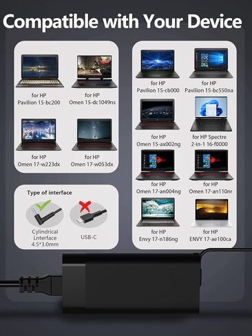 شاحن محول تيار متردد 150 وات مناسب لجهاز HP ZBook 15 16 17 G3 G4 G5 G6 G7 G8، Fury 15 17 G7 G8، HP OMEN Pavilion Victus 15 17 سلك إمداد الطاقة للكمبيوتر المحمول in Kuwait