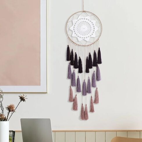 Macrame Dream Catcher for Girls - Large Dream Catchers Boho Wall Decor, Handmade Tassels Ornament Colorful for Bedroom Livivng Room Nursery Apartment (Tan) in Saudi Arabia