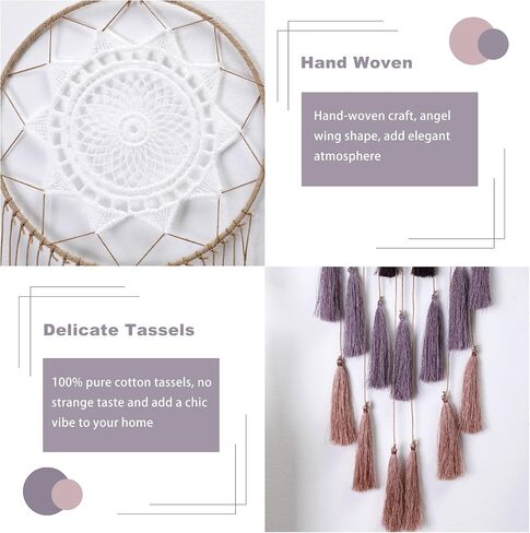 Macrame Dream Catcher for Girls - Large Dream Catchers Boho Wall Decor, Handmade Tassels Ornament Colorful for Bedroom Livivng Room Nursery Apartment (Tan) in Saudi Arabia
