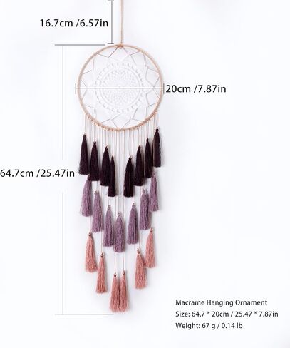 Macrame Dream Catcher for Girls - Large Dream Catchers Boho Wall Decor, Handmade Tassels Ornament Colorful for Bedroom Livivng Room Nursery Apartment (Tan) in Saudi Arabia