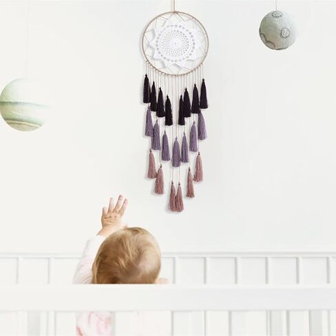 Macrame Dream Catcher for Girls - Large Dream Catchers Boho Wall Decor, Handmade Tassels Ornament Colorful for Bedroom Livivng Room Nursery Apartment (Tan) in Saudi Arabia