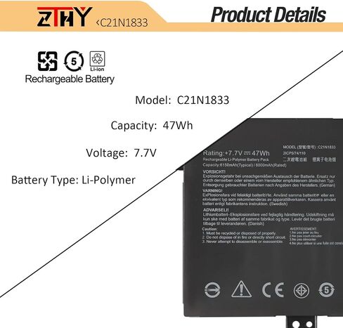 ZTHY C21N1833 Laptop Battery Compatible with Asus ZenBook 14 UM431 UM431D UM431DA UX431 UX431F UX431FA UX431FN UX431FL X431FA X431FL VivoBook S14 S431 S431F S431FA S431FL Series C21PtJH 7.7V 47Wh in Saudi Arabia