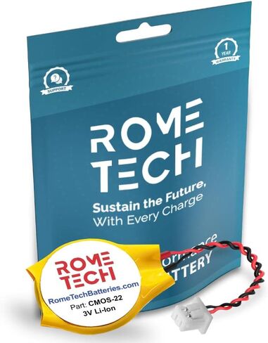 بطارية Rome Tech CMOS لجهاز ACER Aspire 1 A114-31-P3GK - بطارية احتياطية للكمبيوتر المحمول BIOS RTC 3V CR 1220 KTS 731 مع كابل قصير سلكين in Saudi Arabia