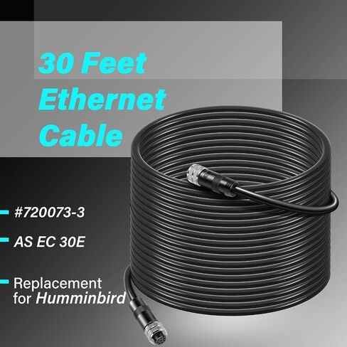 720073-4 كابل إيثرنت بطول 30 قدم AS EC 30E بديل لـ Humminbird، أسود مناسب لكابل إيثرنت Helix وAPEX وSOLIX وOnix ModelC 30E in Saudi Arabia