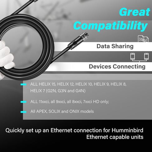 720073-4 كابل إيثرنت بطول 30 قدم AS EC 30E بديل لـ Humminbird، أسود مناسب لكابل إيثرنت Helix وAPEX وSOLIX وOnix ModelC 30E in Saudi Arabia