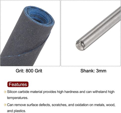 HARFINGTON 5pcs Abrasive Sandpaper Rolls 800 Grit 3mm Shank Sanding Drums Sleeves Cylinder Grinding Head for Woodworking Glass Metal Polishing in Saudi Arabia
