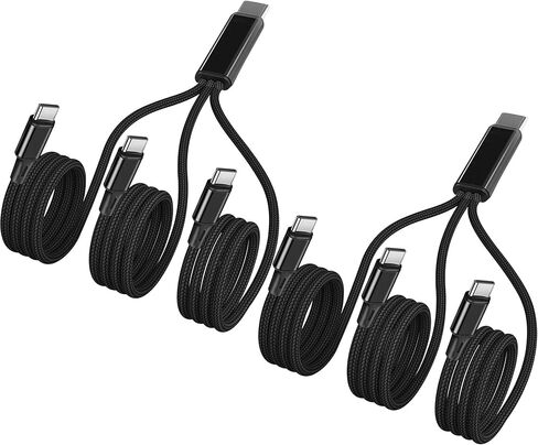 4FT 2Pack USB C إلى Multi 3 Type C كابل مقسم، 3 في 1 كابل شحن متعدد سلك نايلون، USB C إلى 3 منافذ USB C متوافق مع Apple i-Phone 15، iPad Pro/Air، Sam-Sung S24 S23، Moto، Google بكسل 8، إل جي in Kuwait