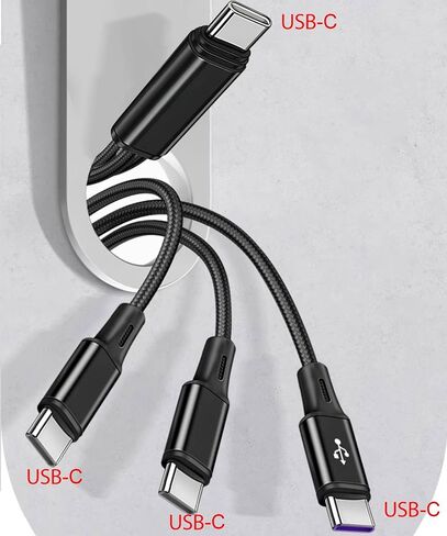 4FT 2Pack USB C إلى Multi 3 Type C كابل مقسم، 3 في 1 كابل شحن متعدد سلك نايلون، USB C إلى 3 منافذ USB C متوافق مع Apple i-Phone 15، iPad Pro/Air، Sam-Sung S24 S23، Moto، Google بكسل 8، إل جي in Kuwait