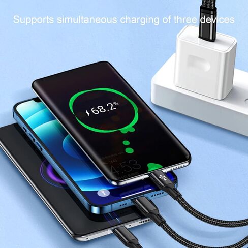 4FT 2Pack USB C إلى Multi 3 Type C كابل مقسم، 3 في 1 كابل شحن متعدد سلك نايلون، USB C إلى 3 منافذ USB C متوافق مع Apple i-Phone 15، iPad Pro/Air، Sam-Sung S24 S23، Moto، Google بكسل 8، إل جي in Kuwait