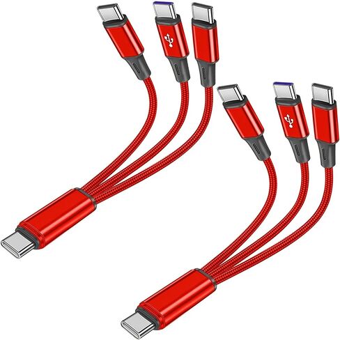4FT 2Pack USB C to Multi 3 Type C Splitter Cable, 3 in 1 Multi Charging Cable Nylon Cord, USB C to 3 USB C Port Compatible with Apple i-Phone 15,iPad Pro/Air,Sam-Sung S24 S23,Moto,Google Pixel 8,LG in Saudi Arabia