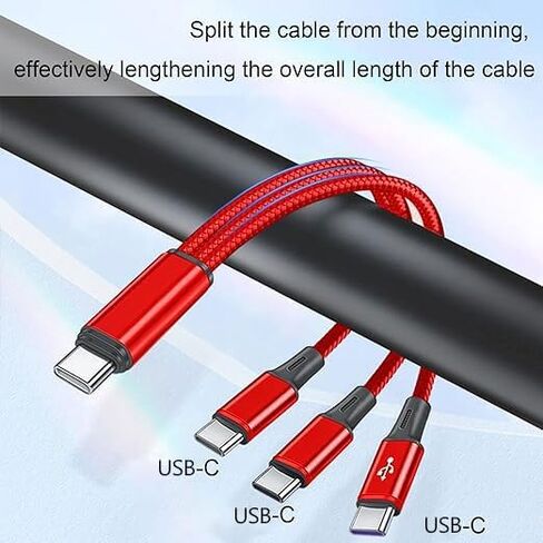 4FT 2Pack USB C to Multi 3 Type C Splitter Cable, 3 in 1 Multi Charging Cable Nylon Cord, USB C to 3 USB C Port Compatible with Apple i-Phone 15,iPad Pro/Air,Sam-Sung S24 S23,Moto,Google Pixel 8,LG in Saudi Arabia