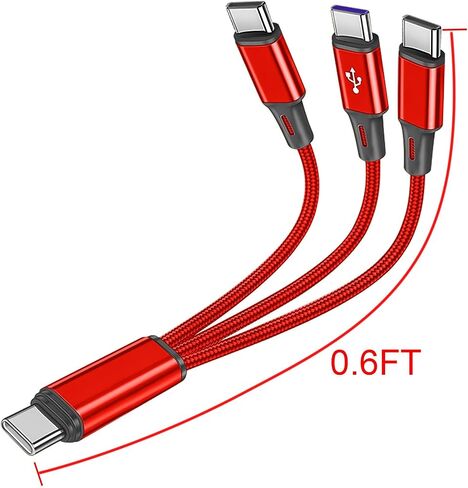 4FT 2Pack USB C to Multi 3 Type C Splitter Cable, 3 in 1 Multi Charging Cable Nylon Cord, USB C to 3 USB C Port Compatible with Apple i-Phone 15,iPad Pro/Air,Sam-Sung S24 S23,Moto,Google Pixel 8,LG in Saudi Arabia