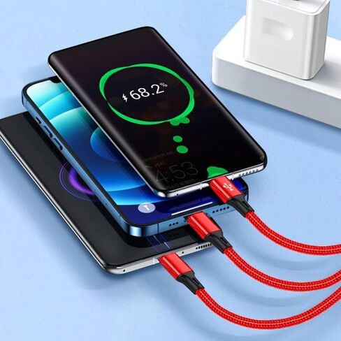 4FT 2Pack USB C to Multi 3 Type C Splitter Cable, 3 in 1 Multi Charging Cable Nylon Cord, USB C to 3 USB C Port Compatible with Apple i-Phone 15,iPad Pro/Air,Sam-Sung S24 S23,Moto,Google Pixel 8,LG in Saudi Arabia