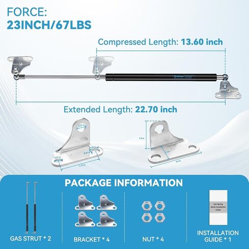 20 Inch 100lb/445N Gas Strut Shocks, Lift-Support Gas Spring with L-Type Mounts for RV Bed Boat Bed Cover Door Lids Floor Hatch Door Shed Window, Only Fit 80-110 Lbs Weights, Set of 2 FilFom in Saudi Arabia