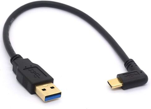 سلك تمديد USB من النوع C بطول 25 سم مطلي بالذهب USB 3.0 ذكر إلى 90 درجة لأعلى زاوية من النوع C كابل بيانات USB C لمزامنة البيانات ومحول الشحن (TypeC 90 درجة إيجابي إلى USB 3.0 يمين) in Kuwait