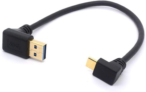 سلك تمديد USB من النوع C بطول 25 سم مطلي بالذهب USB 3.0 ذكر إلى 90 درجة لأعلى زاوية من النوع C كابل بيانات USB C لمزامنة البيانات ومحول الشحن (TypeC 90 درجة إيجابي إلى USB 3.0 يمين) in Kuwait