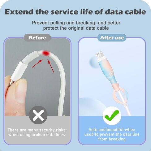CameCosy Cute Cable Protector for iPhone Android USB Type-C Charger,3 PCS Soft Silicone Charging Cable Protector Cord Saver Data Cable Organizer Cable Strap - Pink Blue in Saudi Arabia