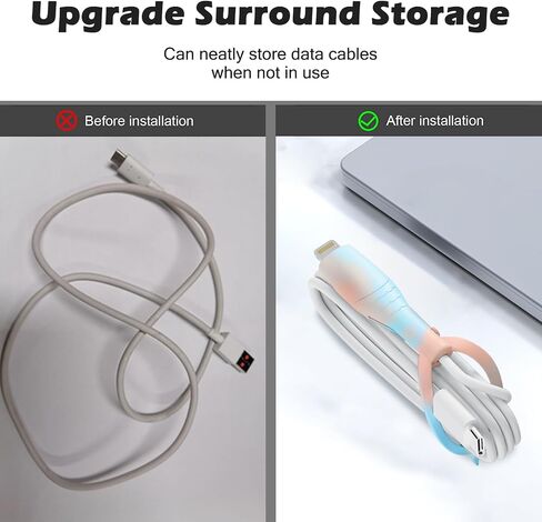 CameCosy Cute Cable Protector for iPhone Android USB Type-C Charger,3 PCS Soft Silicone Charging Cable Protector Cord Saver Data Cable Organizer Cable Strap - Pink Blue in Saudi Arabia