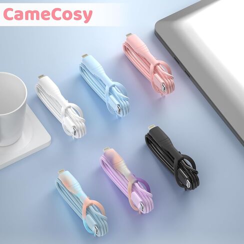 CameCosy Cute Cable Protector for iPhone Android USB Type-C Charger,3 PCS Soft Silicone Charging Cable Protector Cord Saver Data Cable Organizer Cable Strap - Pink Blue in Saudi Arabia