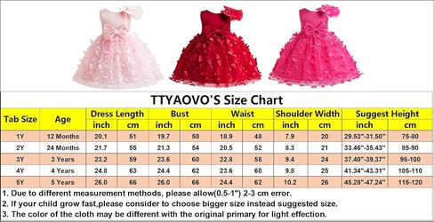 TTYAOVO Toddler Girl Flower Dress Baby Princess Birthday Party Gown in Kuwait