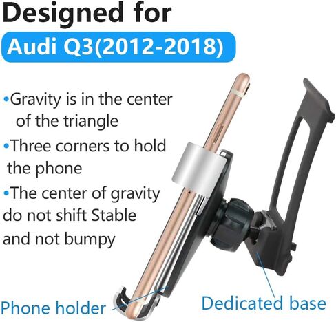 LUNQIN Car Phone Holder for Audi Q3 2012 2013 2014 2015 2016 2017 2018 Auto Interior Accessories Best Phones Mount Cell Cellphone Mobile Cradle Charging Navigation Bracket Screen Air Vent Accessory in Saudi Arabia