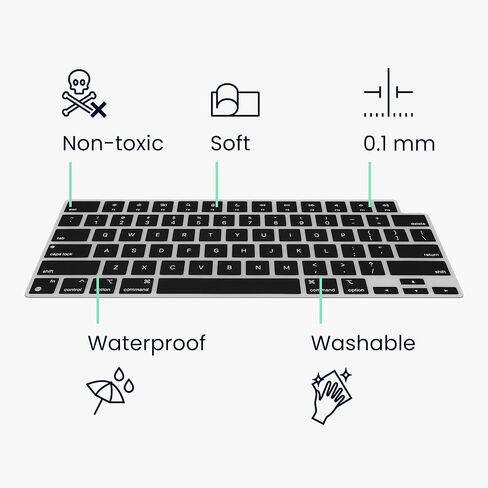 kwmobile Keyboard Cover Compatible with Apple MacBook Air 15 M3 2024 A3114 - Keyboard Cover US English QWERTY - Black in Saudi Arabia