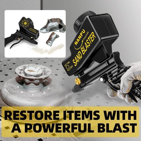 NANPU Air Sand Blaster Gun with Gravity Feed - Ceramic Nozzle, Metal Body | for Paint, Rust Removal, and Glass Etching | Versatile for Aluminum, Sand, Walnut Shells, and Soda Blasting Applications in Saudi Arabia