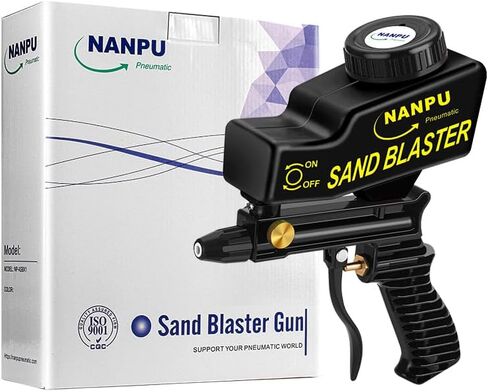 NANPU Air Sand Blaster Gun with Gravity Feed - Ceramic Nozzle, Metal Body | for Paint, Rust Removal, and Glass Etching | Versatile for Aluminum, Sand, Walnut Shells, and Soda Blasting Applications in Saudi Arabia