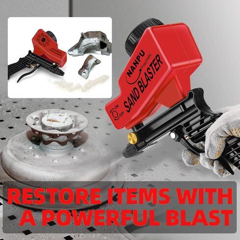 NANPU Air Sand Blaster Gun with Gravity Feed - Ceramic Nozzle, Metal Body | for Paint, Rust Removal, and Glass Etching | Versatile for Aluminum, Sand, Walnut Shells, and Soda Blasting Applications in Saudi Arabia