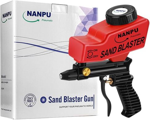 NANPU Air Sand Blaster Gun with Gravity Feed - Ceramic Nozzle, Metal Body | for Paint, Rust Removal, and Glass Etching | Versatile for Aluminum, Sand, Walnut Shells, and Soda Blasting Applications in Saudi Arabia