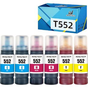 Compatible Ink Replacement for Epson T552 552 (Black, Photo Black, Cyan, Magenta, Yellow, Gray, 6-Pack) Work for ET 8550 ET8500 Printer