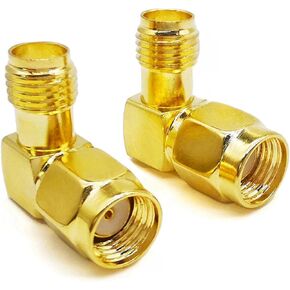 2PCS SMA Antenna Adapter, Right Angle 90 Degree SMA Coax Connector, Low Loss SMA Female to RP-SMA Male Elbow Coax Adapter for Ham Radio Antenna, Walkie-Talkie,Audio, Video