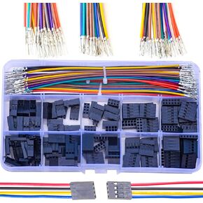MX2.54 2.54mm Cable Connector Kit,Compatible with Dupont 2.54mm Pitch Single Row & Dual Row 2/3/4/5/6 Pin Connector with 22AWG Pre-Crimped Cables(SH-DP-2-6P)