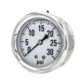 PIC Gauges AG-202L-254K Center Back Mount Glycerin Filled Single Scale Pressure Gauge w/ SS Case/Bezel, Brass Internals, Plastic Lens, 2.5" Dial, 1/4" Male NPT, 0-600 psi Range