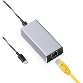 Binardat PoE Network Adaptor, IEEE802.3af/at PoE to Type-C Converter, Output USB C 5V/3A or 9V/2.22A Auto-Adaptive with Ethernet, 10/100Mbps, Wired Network and PD Charging for Smart Phone/Tablet