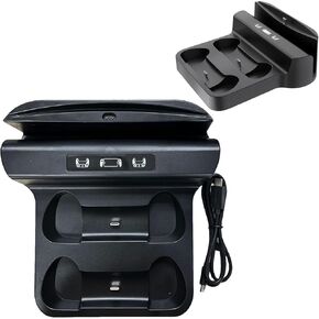PS5 Charger Station, 2 in 1 Charging Dock for Playstation PS5 Portal Controller & Remote Player Charging Stand with 2 Type C Plug and Cable (Black)