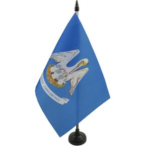 AZ FLAG Louisiana Table Flag 5'' x 8'' - US State of Louisiane Desk Flag 21 x 14 cm - Black Plastic Stick and Base