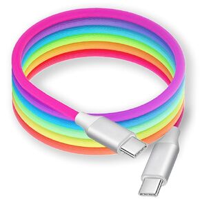 كابل شاحن USB C، كابل USB C متدرج ملون بطول 3 أقدام إلى USB C سلك شحن سريع من النوع C لهاتف iPhone 15 Pro Max Plus، MacBook Air/Pro، iPad Pro Air، Galaxy S23 S22 S21 S20 +/ Ultra More