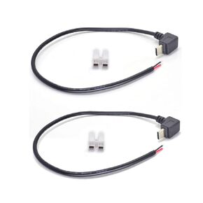 2PCS 22AWG USB Type C Pigtail 2 Wire Up-Down Direction,0.3M/1FT 5V 3A USB C to 2 Pin Bare Wire Open End Wire Power Pigtail for DIY Cable with Quick Wire Cable Connector