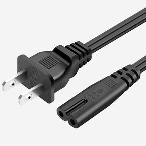 6FT TV Power Cord Compatible for Sony 32" 49" 55" 64.5" TV, Sony Playstation PS2, PS3 Slim, PS4 Game Console 2 Prong AC Wall Plug Power Cable, Sharp, Hisense, Insignia, JVC TV Replacement Power Cord