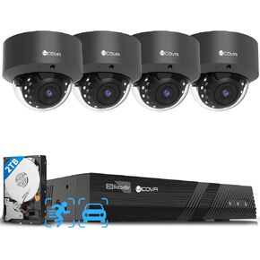 PoE 32 Channel Security Camera System AI Human Vehicle Detection, 24Pcs 5MP IK10 Vandal-Proof Dome IP Camera IP67 with Mic, 4K UHD NVR 8TB HDD, Commercial Surveillance Outdoor, LY54AB5M3224